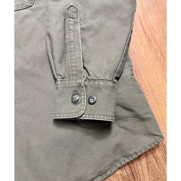 Cabela's Mens Sherpa Fleece Lined Canvas Shacket Large Olive Green Jacket EUC - Picture 7 of 14